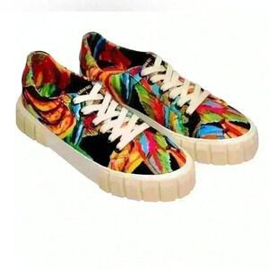 NWT Farm Rio Black Banana Colorful Platform Sneaker Size 6 EU 34